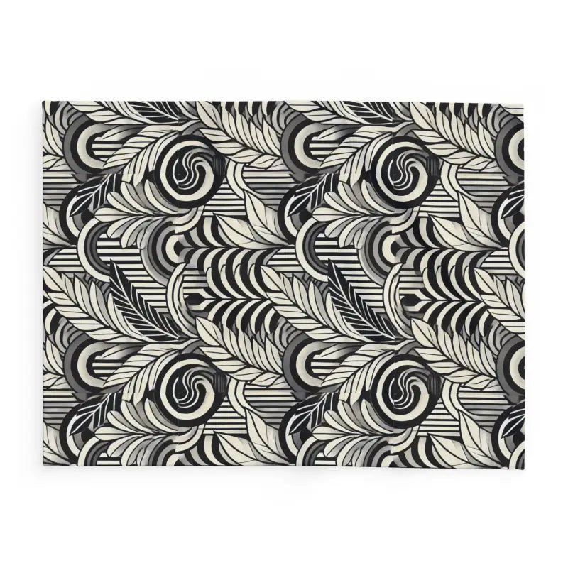 Vibrant Arctic Fleece Blanket with Geometrical Leaves Pattern - Home Decor