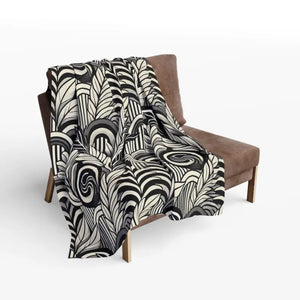 Arctic Fleece Blanket - Geometrical Leaves Pattern - Dipaliz - Blankets