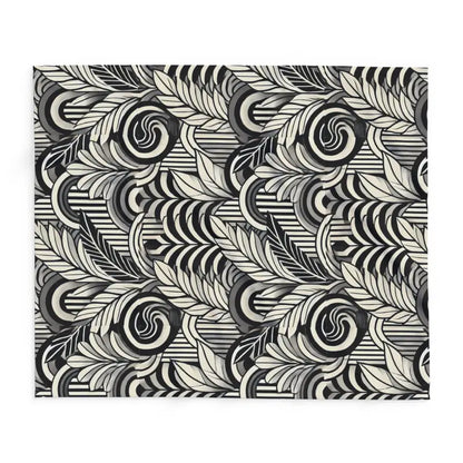 Vibrant Arctic Fleece Blanket with Geometrical Leaves Pattern - Home Decor