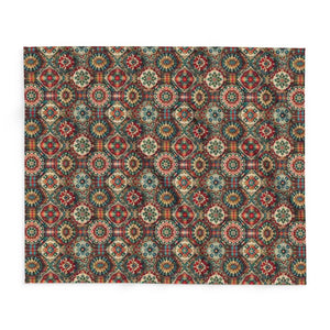 Cozy Arctic Fleece Blankets - Vibrant Geometric Plaid - Dipaliz