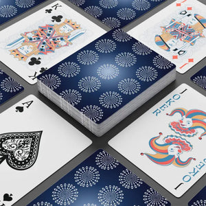 Geometrical Pattern Poker Cards 300gsm Premium Blue Deck - Dipaliz - 2.5’’ x 3.5’’ / White / Semi Glossy - Card Games