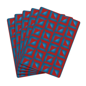 Blue Geometrical Poker Playing Cards - Magenta Pattern - Dipaliz - 2.5’’ x 3.5’’ / White / Semi Glossy - Card Games
