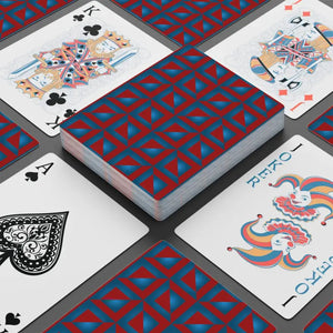 Blue Geometrical Poker Playing Cards - Magenta Pattern - Dipaliz - 2.5’’ x 3.5’’ / White / Semi Glossy - Card Games