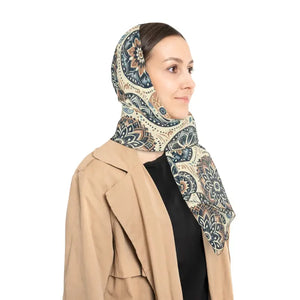 Geometrical Pattern Poly Scarf - Vibrant Art Statement - Dipaliz - Scarves & Shawls