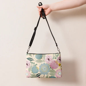 Floral Pastel Colors Crossbody Bag - Faux Leather - Dipaliz - Cross Body Bags