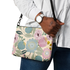Floral Pastel Colors Crossbody Bag - Faux Leather - Dipaliz - Cross Body Bags