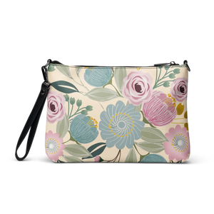 Floral Pastel Colors Crossbody Bag - Faux Leather - Dipaliz - Cross Body Bags