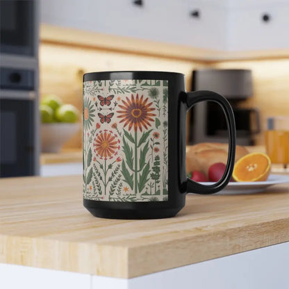 Sip in Style: Butterflies Black Ceramic Mug Magic