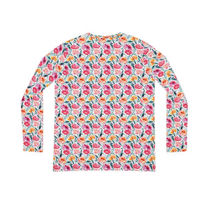 Women’s v Neck Tee Pink Floral Pattern Long Sleeve - Dipaliz - T-shirts
