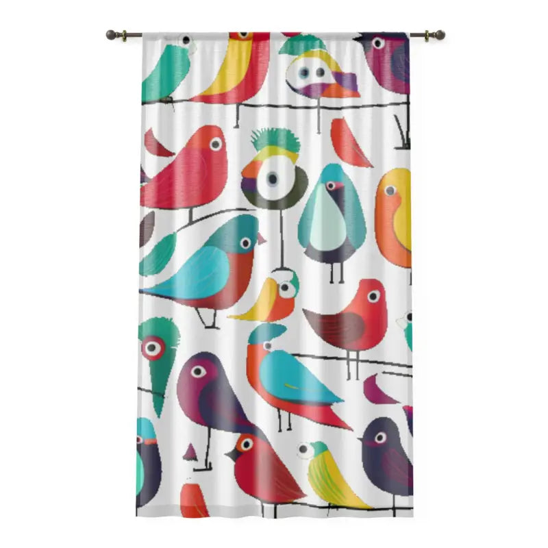 Chirp Up your Space with Colorful Birds Window Curtain - Sheer / White / 50’’ × 84’’ Home Decor