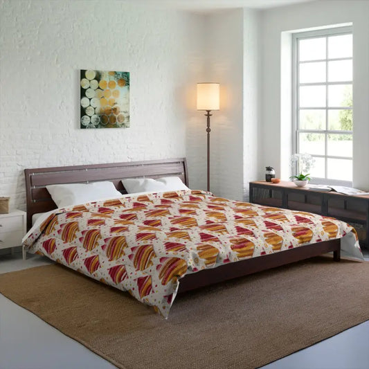 Experience Cozy Nights with our Orange Geometric Comforter - 104’’ × 88’’ Home Decor