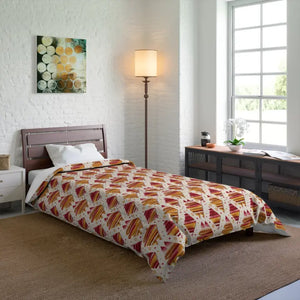Orange Geometric Pattern Plush Softness Comforter - Dipaliz - 68’’ × 92’’ - Quilts & Comforters