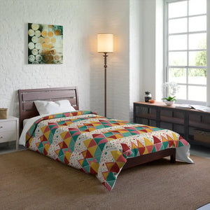 Geometrical Vibrant Triangles Polyester Comforter - Dipaliz - 68’’ × 88’’ - Quilts & Comforters