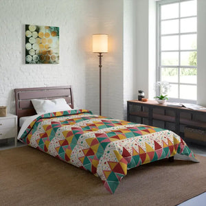 Geometrical Vibrant Triangles Polyester Comforter - Dipaliz - 68’’ × 92’’ - Quilts & Comforters