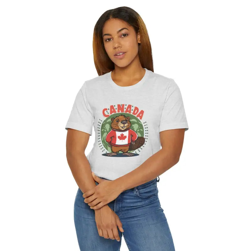 Celebrate Canada Day in Style with our Cozy Beaver Tee! - Ash / s T-shirt