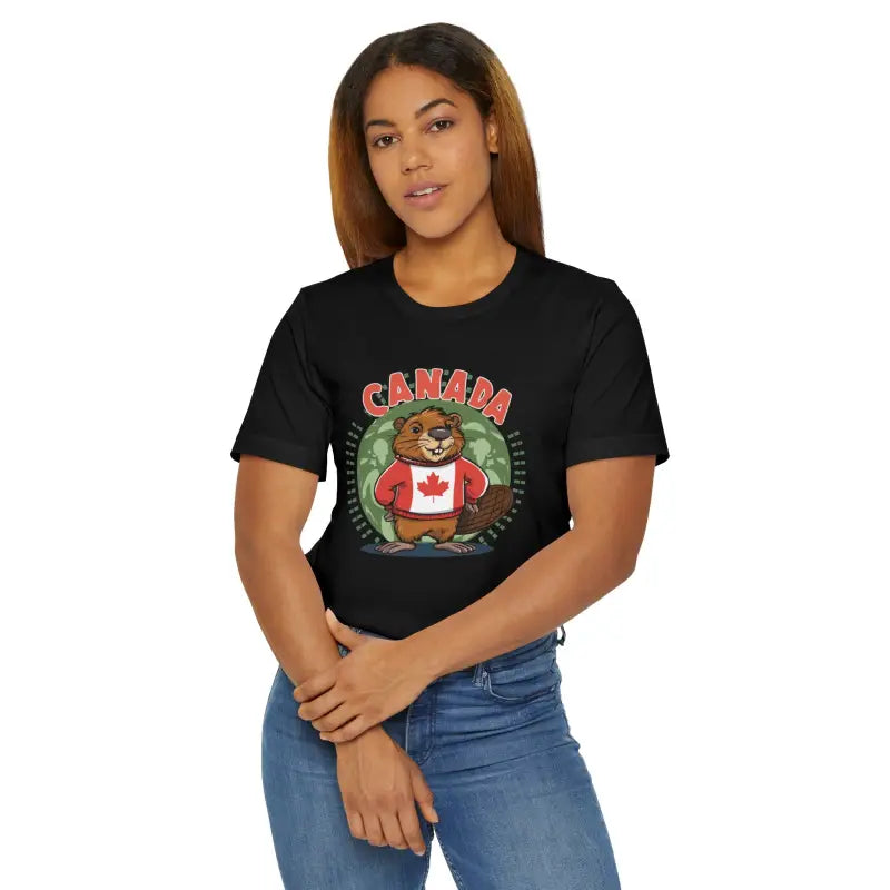 Celebrate Canada Day in Style with our Cozy Beaver Tee! - Black / s T-shirt