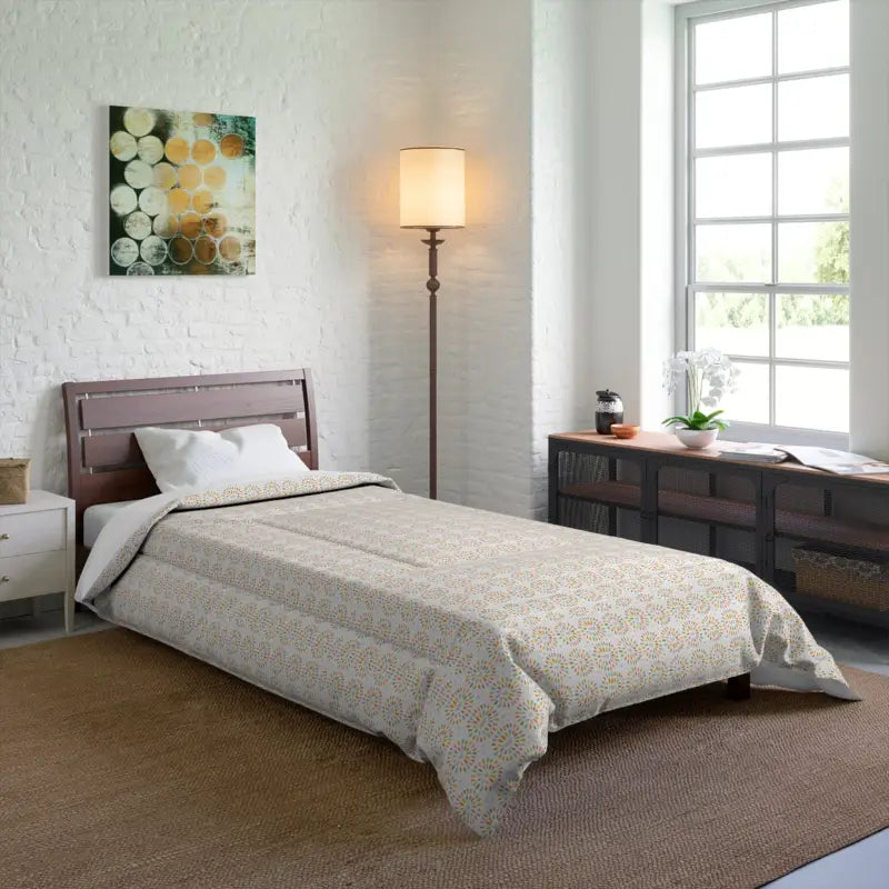 Transform your Bedroom with a Chic Beige Abstract Comforter - Home Decor