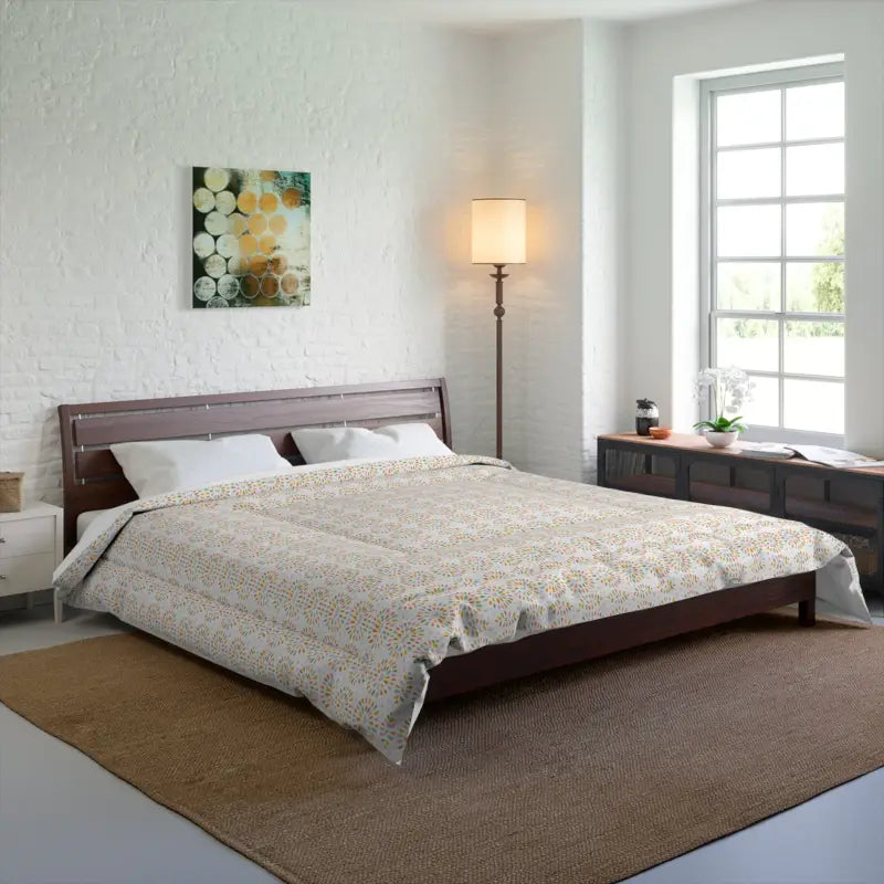 Transform your Bedroom with a Chic Beige Abstract Comforter - Home Decor