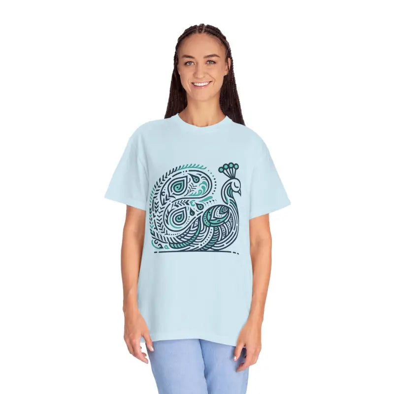 Elevate your Style with the Cozy Chic Peacock Cotton Tee - Chambray / s T-shirt