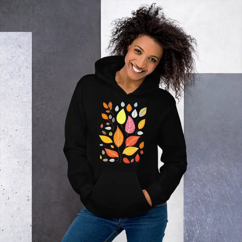 Stay Cozy in Dipaliz’s Autumn Leaves Unisex Hoodie - Black / s Hoodies