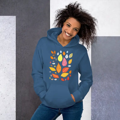 Stay Cozy in Dipaliz’s Autumn Leaves Unisex Hoodie - Indigo Blue / s Hoodies