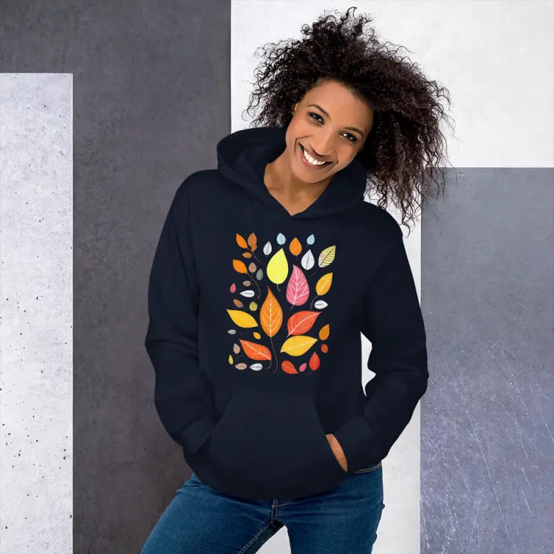 Stay Cozy in Dipaliz’s Autumn Leaves Unisex Hoodie - Navy / s Hoodies