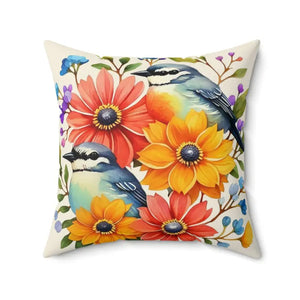 Flowers Throw Pillow - Polyester Square Birds Design - Dipaliz - 20’’ × - Pillows