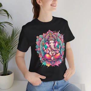 Mandala Ganesha Short Sleeve Tee - Comfort Meets Culture - Dipaliz - Black / s - T-shirts
