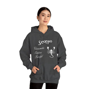 Scorpio Sign Hooded Sweatshirt Bold Zodiac Comfort - Dipaliz - Dark Heather / s - Hoodies
