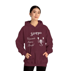Scorpio Sign Hooded Sweatshirt Bold Zodiac Comfort - Dipaliz - Maroon / s - Hoodies