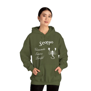 Scorpio Sign Hooded Sweatshirt Bold Zodiac Comfort - Dipaliz - Military Green / s - Hoodies