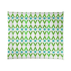 Green Geometrical Pattern Blanket - Modern Cozy Style - Dipaliz - 104’’ × 88’’ - Quilts & Comforters