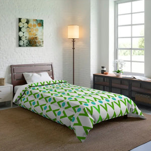 Green Geometrical Pattern Blanket - Modern Cozy Style - Dipaliz - Quilts & Comforters