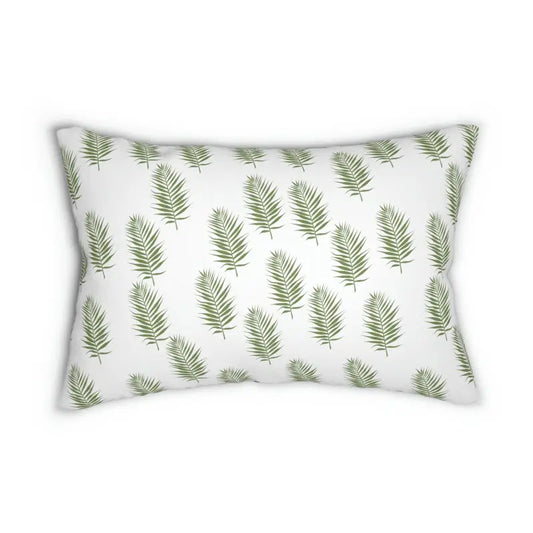 Transform your Space with a Green Leaves Lumbar Pillow - 20’’ × 14’’ Home Decor