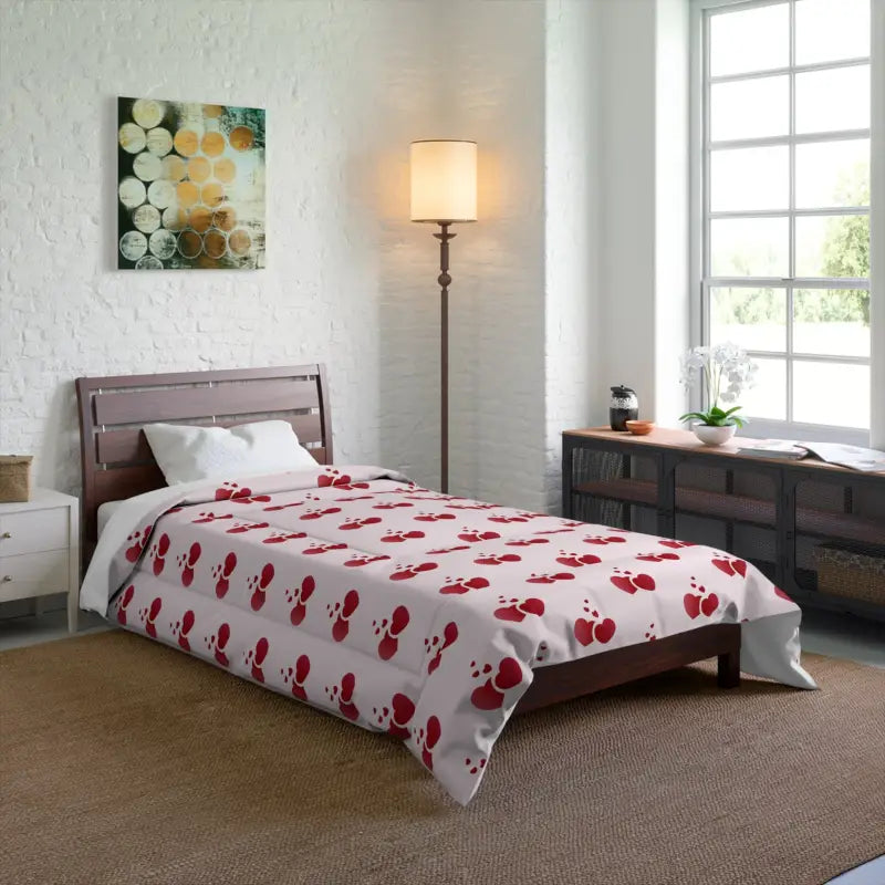 Cozy Up with our Red Hearts Polyester Comforter! - Home Decor