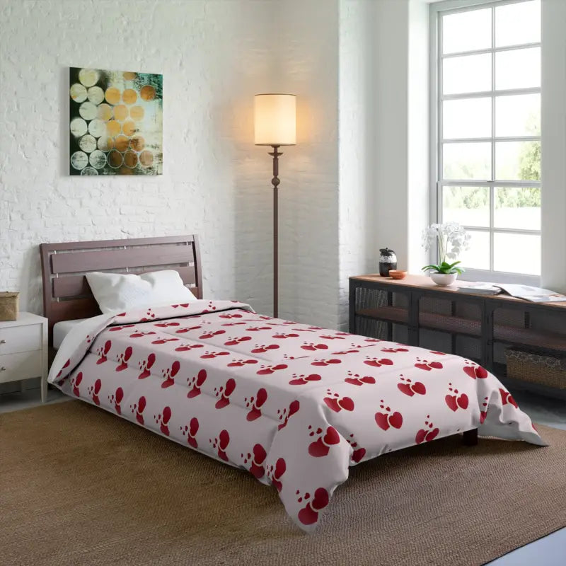 Cozy Up with our Red Hearts Polyester Comforter! - Home Decor