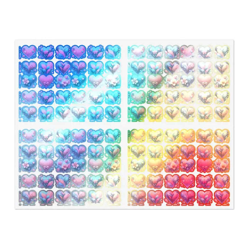 Get Creative with Dipaliz Valentine’s Day Hearts Sticker Sheets - 11’’ × 8.5’’ / Holographic / Die-cut Paper Products