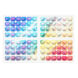 Hearts Sticker Sheet - Valentine’s Day Love Designs - Dipaliz - 6’’ × 4’’ / Holographic / Die-cut - Decorative Stickers