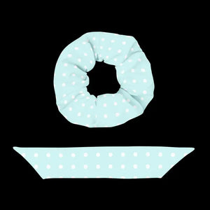 Polka Dots Hair Scrunchie - Baby Blue White Eco Friendly - Dipaliz - Ponytail Holders