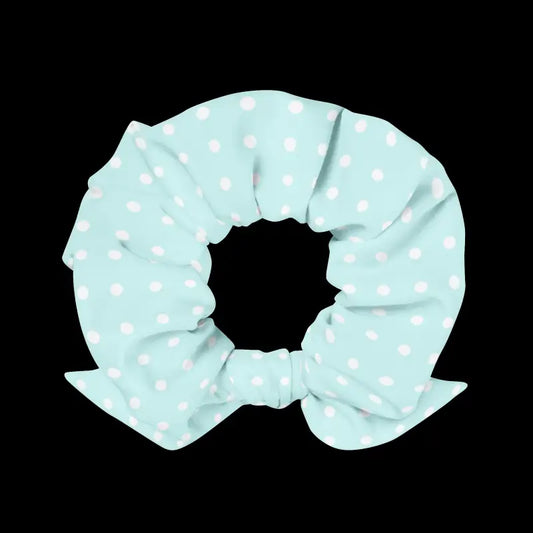 Get Dotty with Eco-scrunchie: White Polka Dots Delight! - Hair Accessory