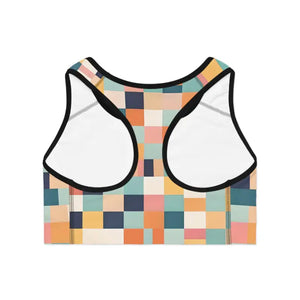 Pastel Checkered Sports Bra - Trendy Workout Essential - Dipaliz - Bras