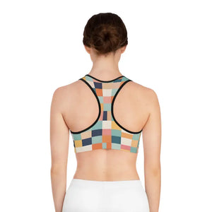 Pastel Checkered Sports Bra - Trendy Workout Essential - Dipaliz - Bras