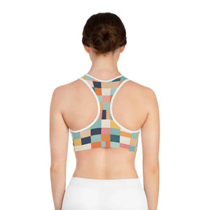 Pastel Checkered Sports Bra - Trendy Workout Essential - Dipaliz - Bras