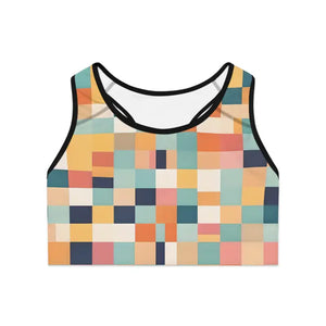 Pastel Checkered Sports Bra - Trendy Workout Essential - Dipaliz - Bras