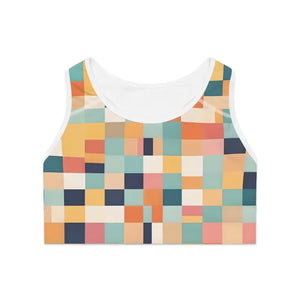 Pastel Checkered Sports Bra - Trendy Workout Essential - Dipaliz - Bras