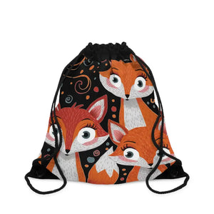 Cute Foxes Drawstring Bag - Playful Wildlife Style - Dipaliz - one Size - Backpacks