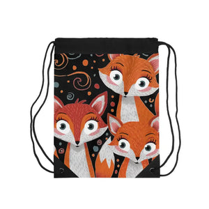 Cute Foxes Drawstring Bag - Playful Wildlife Style - Dipaliz - one Size - Backpacks