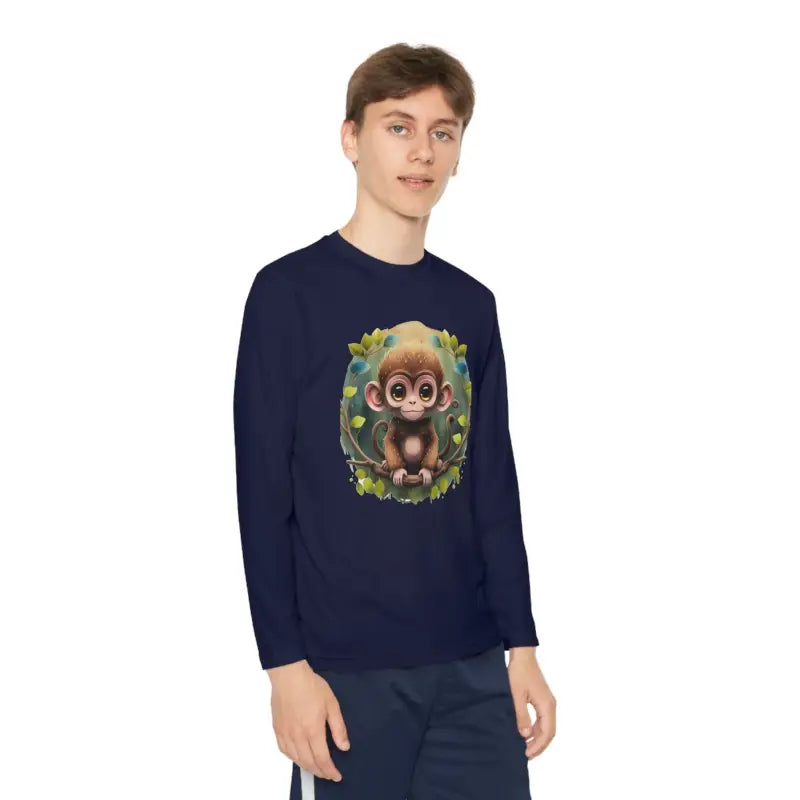 Funky Monkey Youth Long Sleeve Tee for Cool Kids - True Navy / s Clothes