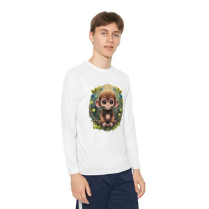 Youth Long Sleeve Funky Monkey Polyester Blend Tee - Dipaliz - White / s - T-shirts