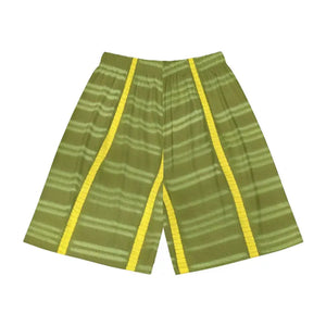 Men’s Sports Shorts - Yellow Stripes Green Base - Dipaliz